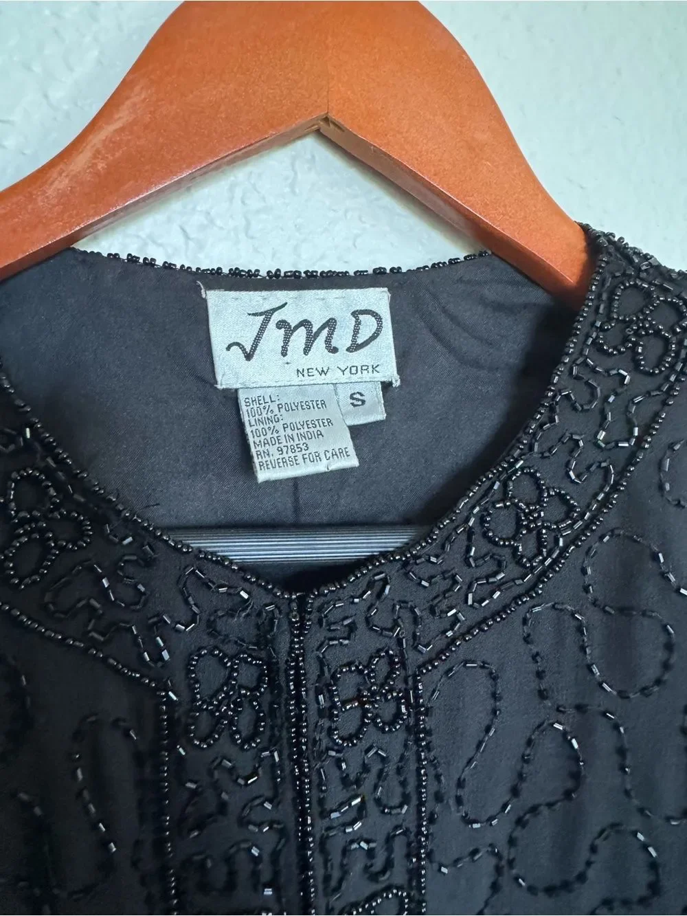 JMD New York Vintage Womens Black Beaded Dress Blazer Jacket S